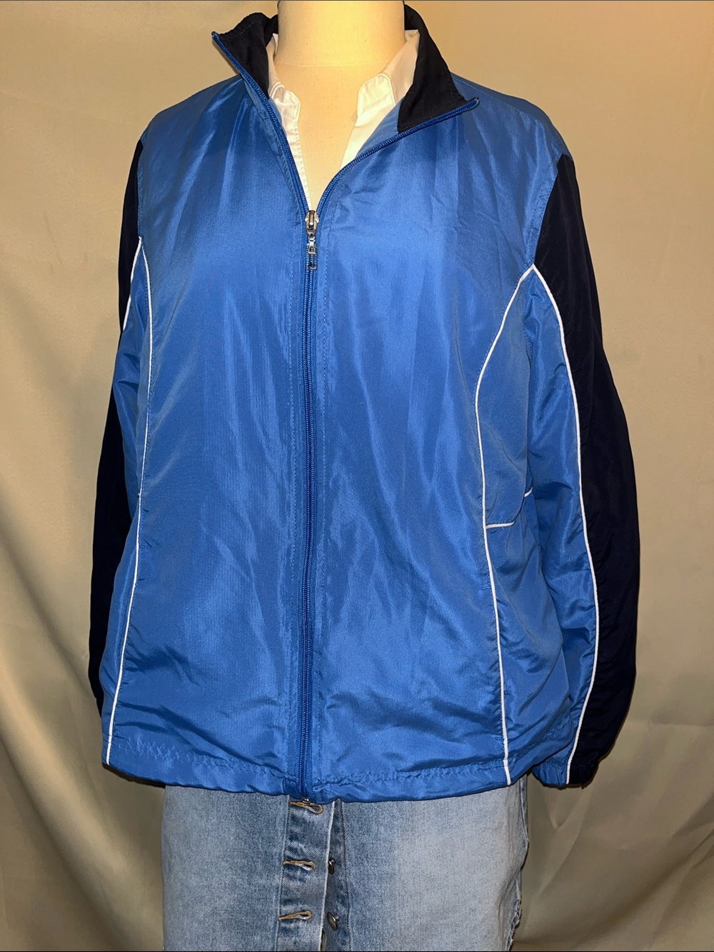 Athletech Blue and Navy Zip-Up Windbreaker Jacket